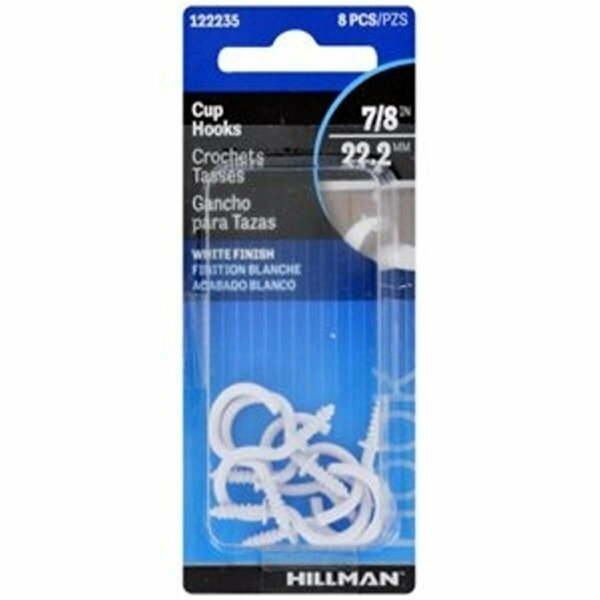 Totalturf 0.87 in. White Cup Hooks, 8PK TO3847532